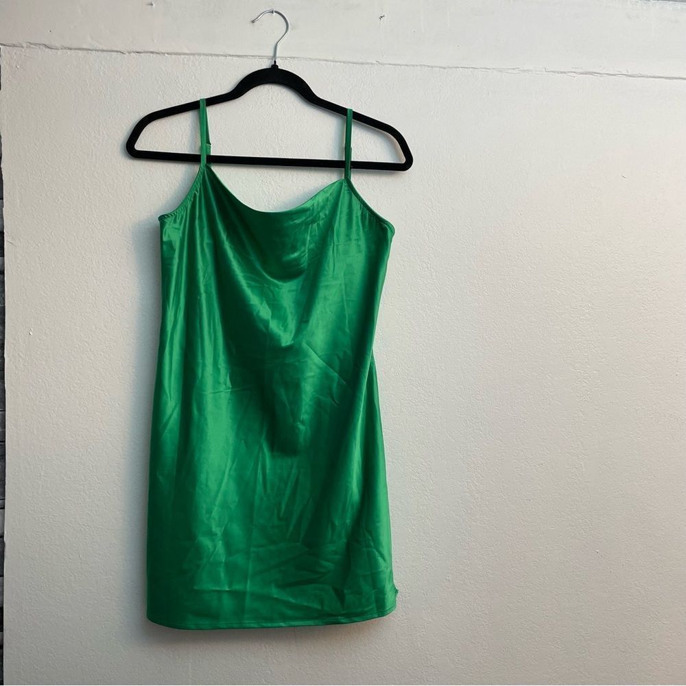 Heiress Green Cowl Neck Slip Mini Dress